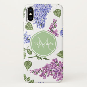 Case-Mate iPhone Case Chic Lavande Lilac Floral Pastel Vert Monogramme