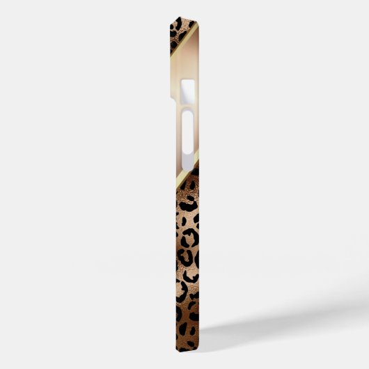 Coques Case-Mate iPhone Chic Leopard Motif noir bronze Monogramme (Verso / Gauche)