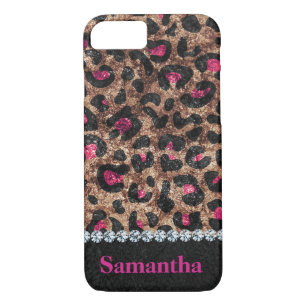 Coque Case-Mate Pour iPhone Chic losange d'animal rose léopard personnalisé
