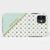 Coques Case-Mate iPhone Chic Mint and Gold Polka Dots (Dos (Horizontal))