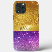Coques Case-Mate iPhone chic moderne glam or violet parties scintillant mo (Verso)
