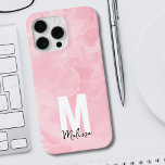 Coque iPhone 15 Pro Max Chic moderne marbre rose Aquarelle Monogramme<br><div class="desc">Chic moderne marbre rose Aquarelle Monogram iPhone 15 Pro Max Coque. Un original amusant et simple et le nom coque monogramme. En ce moment, c'est un colorant rose, noir et blanc, mais vous pouvez en fait passer n'importe quelle couleur à ce que vous voulez utiliser! Le motif blanc de l'aquarelle...</div>