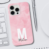 Coques Case-Mate iPhone Chic moderne marbre rose Aquarelle Monogramme