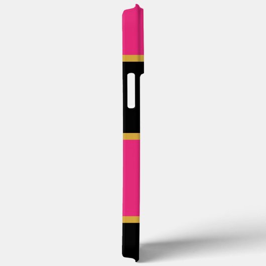 Coques Case-Mate iPhone Chic moderne rose noir rayures modèle avec nom (Verso / Droite)