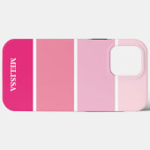 Coques Case-Mate iPhone Chic moderne rose rayures Nom blanc (Verso (horizontal))