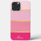 Coques Case-Mate iPhone Chic moderne rose rayures or Nom (Verso)