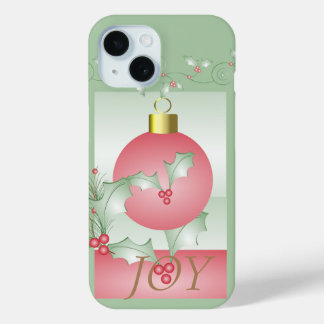 Coque Pour iPhone 15 Chic moderne rose vert Noël Joie