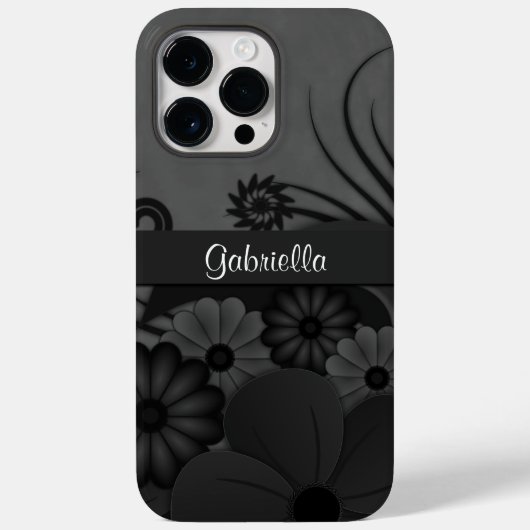 Coques Case-Mate iPhone Chic moderne tendance Hibiscus noir Floral gothiqu (Verso)
