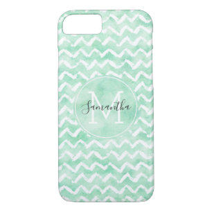 Coque Case-Mate Pour iPhone Chic Monnaie Aquarelle Chevron Stripes Monogramme