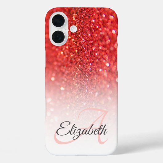 Coques Case-Mate iPhone Chic Monogram Coral Faux Parties scintillant Ombre (Verso)
