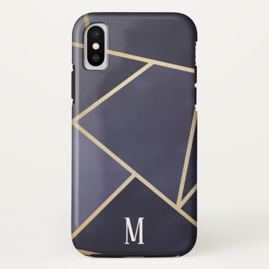 Coques Case-Mate iPhone Chic Monogramme Abstrait Violet et Or (Dos)