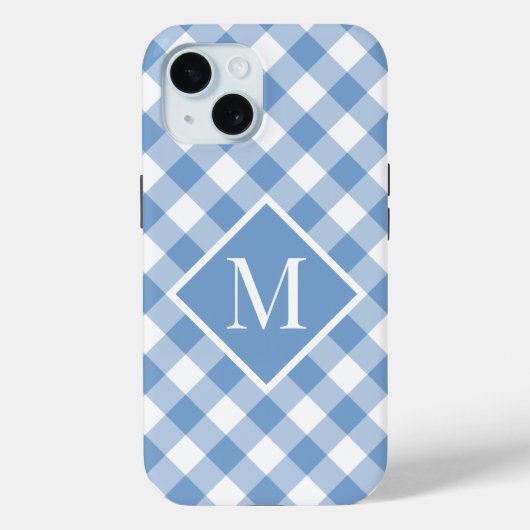 Coques Case-Mate iPhone Chic Monogramme Bleu clair En vichy chèque (Verso)