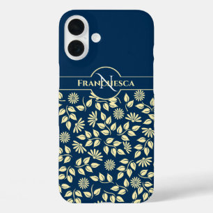 Coques iPhone 16 Plus Chic Monogramme Nom personnalisé Feuilles Faisceau