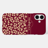 Coques Case-Mate iPhone Chic Monogramme Nom personnalisé Feuilles Maisonni (Verso (horizontal))