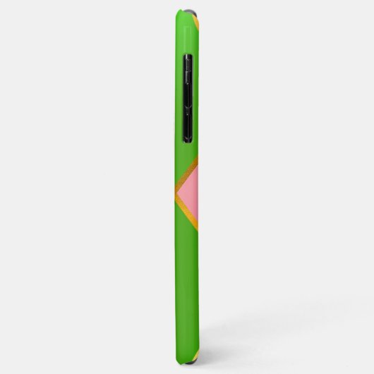 Coques Case-Mate iPhone Chic Monogrammed rose et Jacquard vert (Dos/Gauche)