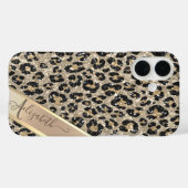 Coques Case-Mate iPhone Chic motif léopard pailleté Monogramme (Verso (horizontal))
