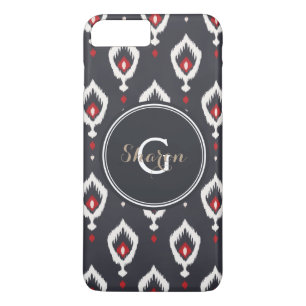 Case-Mate iPhone Case Chic motif tribal ikat noir et rouge monogramme