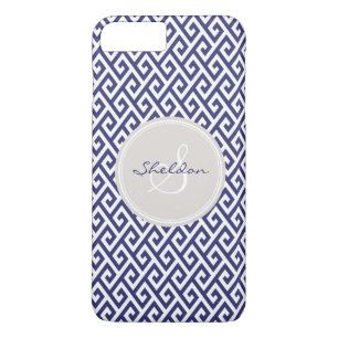 Etui iPhone Case-Mate Chic motifs géométriques clé grecque bleue monogra