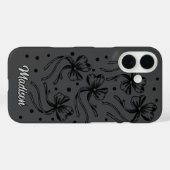 Coques Case-Mate iPhone Chic Noir Gris Coquette Monogramme Bow (Verso (horizontal))