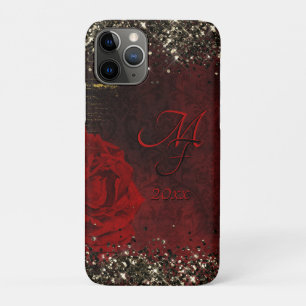 Case-Mate iPhone Case Chic noir rouge or parties scintillant de fleur mo
