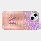 Coques Case-Mate iPhone Chic ombre rose rose rose parties scintillant mono (Verso (horizontal))