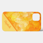Coques Case-Mate iPhone Chic orange aquarelle personnalisée (Verso (horizontal))