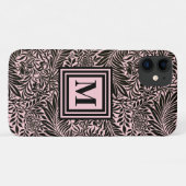 Coques Case-Mate iPhone Chic Pale Rose Botanique feuillage Motif Monogramm (Dos (Horizontal))