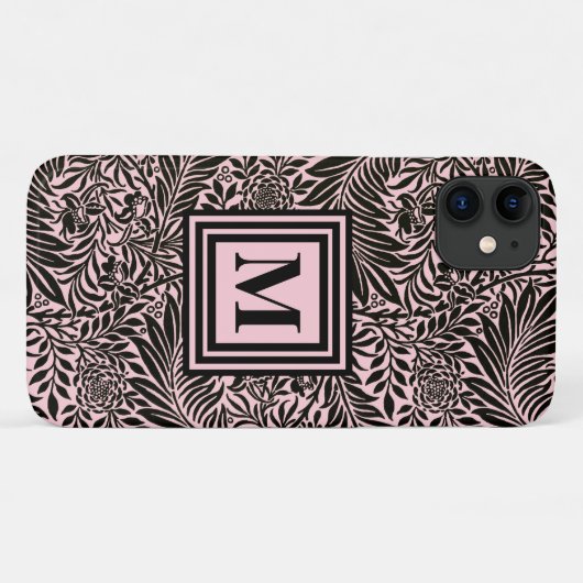 Coques Case-Mate iPhone Chic Pale Rose Botanique feuillage Motif Monogramm (Dos (Horizontal))