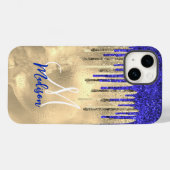 Coques Case-Mate iPhone Chic parties scintillant d'or bleu royal gouttes m (Verso (horizontal))