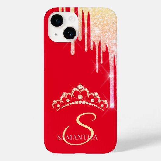 Coques Case-Mate iPhone Chic Parties scintillant Drids Diamonds Tiara Roug (Verso)