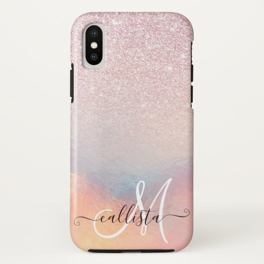 Coques Case-Mate iPhone Chic Parties scintillant rose Iridescente Dégradé (Dos)