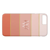 Coques Case-Mate iPhone Chic Peach Stripes Ombre avec Monogramme (Dos (Horizontal))