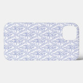 Coques Case-Mate iPhone Chic Périwinkle Bleu Blanc Floral Diamond Motif (Verso (horizontal))