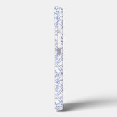 Coques Case-Mate iPhone Chic Périwinkle Bleu Blanc Floral Diamond Motif (Verso / Gauche)