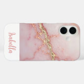Coques Case-Mate iPhone Chic personnalisé en marbre rose or (Verso (horizontal))