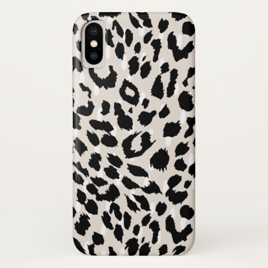 Coques Case-Mate iPhone Chic Poster de animal naturel et noir avec points (Dos)