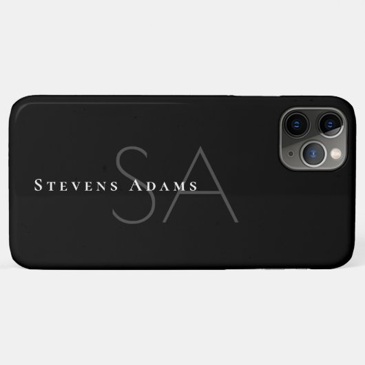 Coques Case-Mate iPhone Chic professionnel noir et blanc Monogramme (Dos (Horizontal))