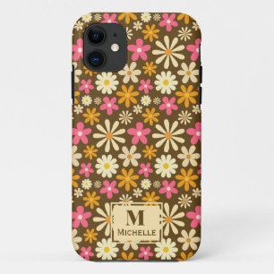 Case-Mate iPhone Case Chic Retro les années 70 Super Hippie Flower Monog