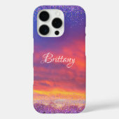 Coques Case-Mate iPhone Chic rose bleu coucher de soleil photo confetti sc (Verso)