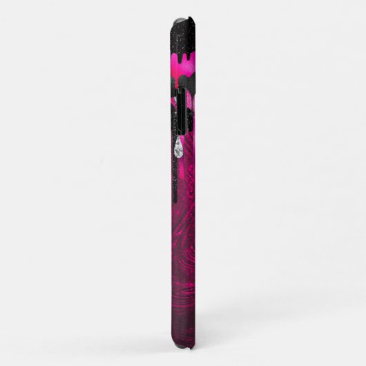 Coques Case-Mate iPhone Chic rose chaud parties scintillant noire gouttes  (Dos/Droite)