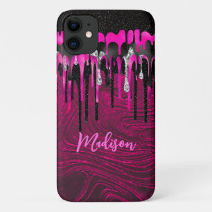 Case-Mate iPhone Case Chic rose chaud parties scintillant noire gouttes 