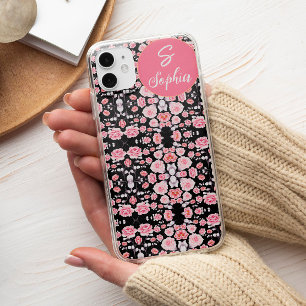 Case-Mate iPhone Case Chic rose fleur noire esthétique Monogramme person