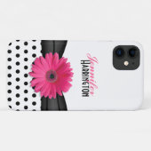 Coques Case-Mate iPhone Chic rose Gerbera Daisy Polka Dot (Dos (Horizontal))