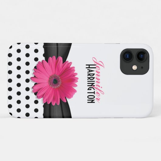 Coques Case-Mate iPhone Chic rose Gerbera Daisy Polka Dot (Dos (Horizontal))