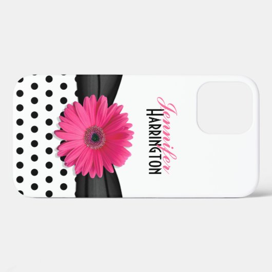 Coques Case-Mate iPhone Chic rose Gerbera Daisy Polka Dot (Verso (horizontal))