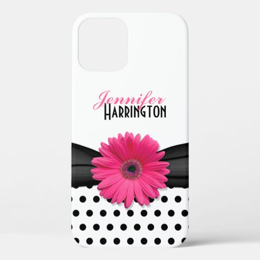 Coques Case-Mate iPhone Chic rose Gerbera Daisy Polka Dot Flower (Verso)