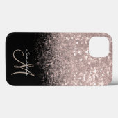 Coques Case-Mate iPhone Chic Rose Gold & Black Monogram (Verso (horizontal))
