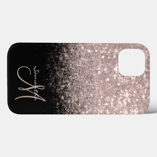 Coques Case-Mate iPhone Chic Rose Gold & Black Monogram (Verso (horizontal))