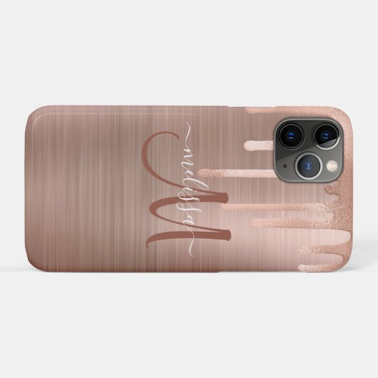 Coques Case-Mate iPhone Chic Rose Gold Driving Brook Metal Monogramme (Dos (Horizontal))