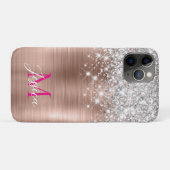 Coques Case-Mate iPhone Chic Rose Gold Foil Parties scintillant Hot Pink M (Dos (Horizontal))